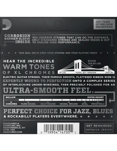 D'Addario ECG25 Chromes Flat Wound,... D'Addario ECG25 Chromes Flat Wound,...