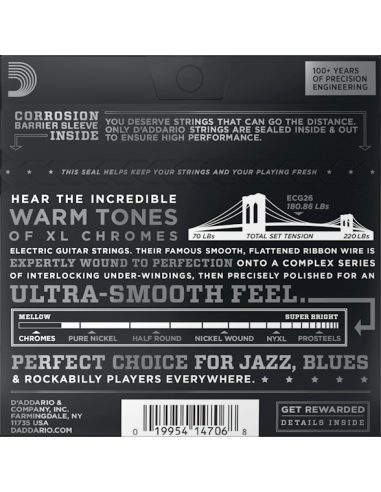 D'Addario ECG26 Chromes Flat Wound,... D'Addario ECG26 Chromes Flat Wound,...