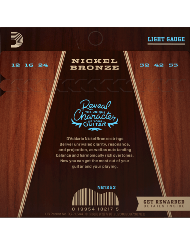 D'Addario NB1253 Nickel Bronze, Light D'Addario NB1253 Nickel Bronze, Light